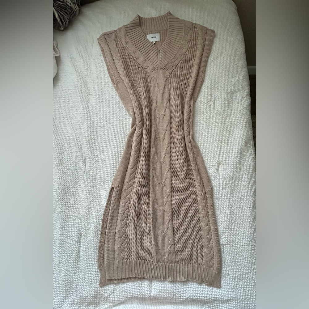 Pistola Sleeveless Cable Knit Sweater Dress - Tan